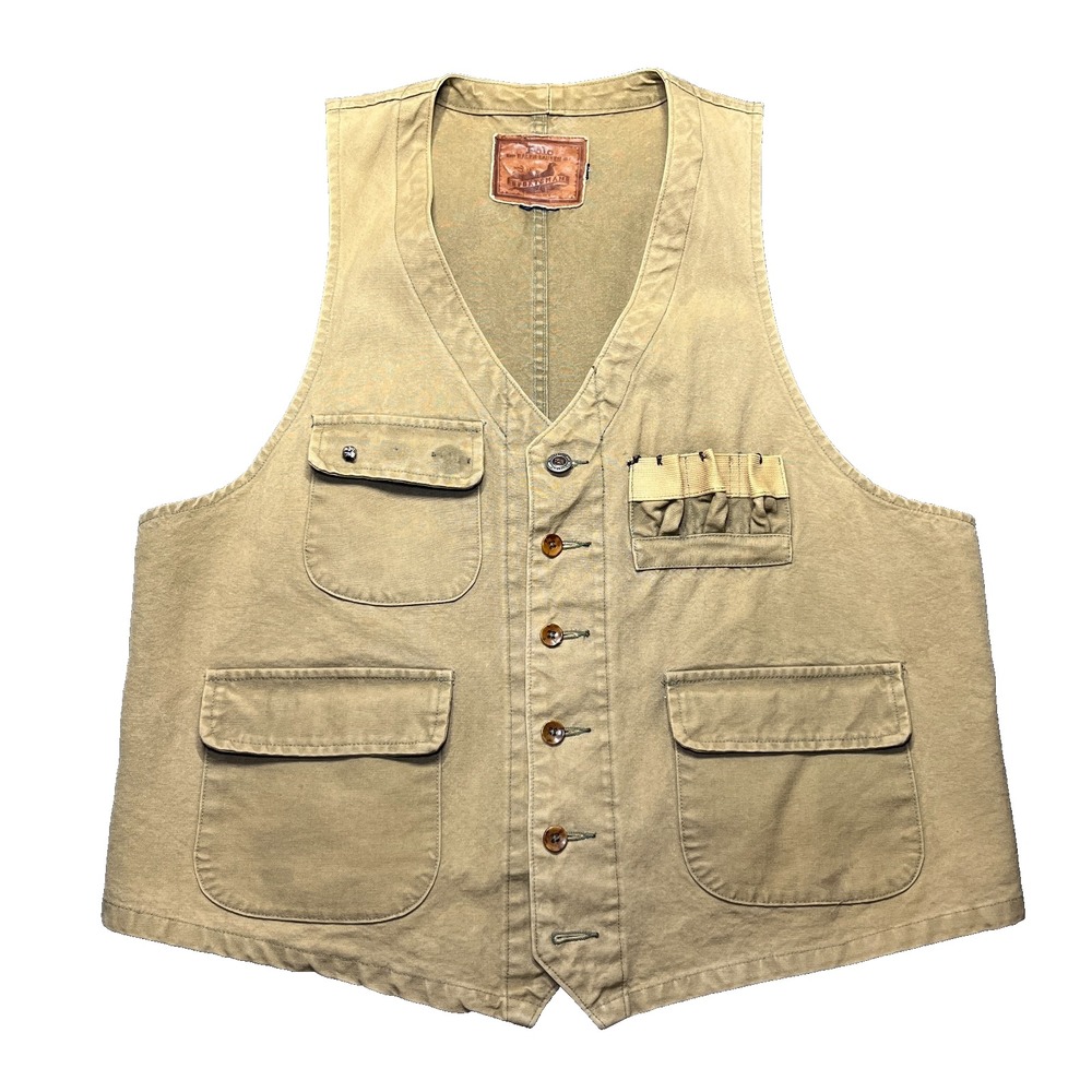 Vintage Polo Ralph Lauren Sportsman Vest Men's Med Olive Canvas Fishing Outdoors